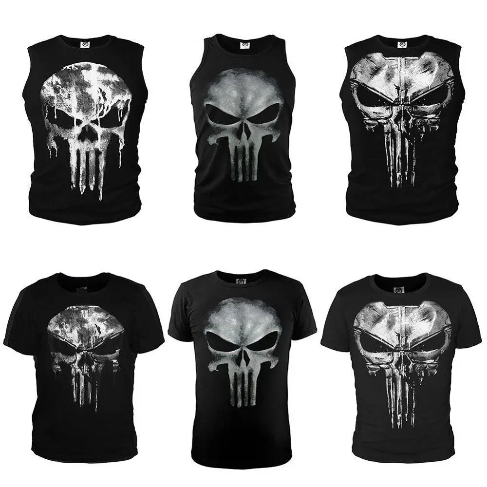 Punisher Streetwear Tshirt Men Hip Hop Funny Compression Shirts Mens T Shirts Fashion Boyfriend Gift Cotton Print Casual T-shirt