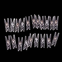 20 PCS 25mm Quality Mini Spring Clear Transparent ClipsPeg Pin Clothespin Craft Clips Clothes Photo Paper Party Home Decoration