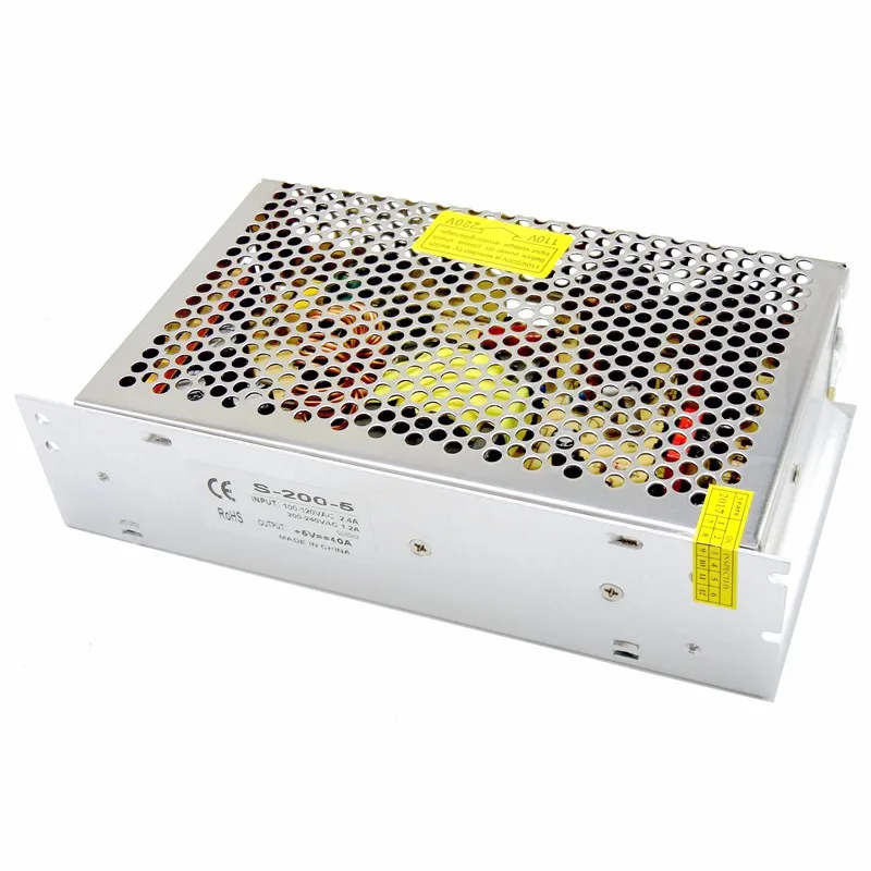 Fonte de alimentação de comutação 5v 40a 200w led driver AC-DC transformador de iluminação ac 110v 220v para dc5v para display de tira led cctv