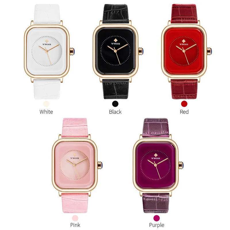 Fashion Women Watches 2023 WWOOR White Leather Minimalist Rectangle Ladies Quartz Dress Wristwatch Relogio Feminino Montre Femme