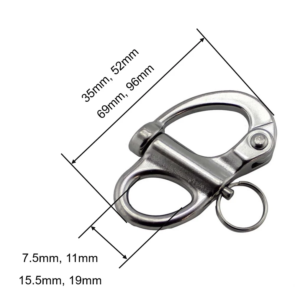 2PCS Stainless Steel 316 Quick Release Spring Snap Shackle 35mm 52mm 69mm 96mm Safety Remote Release Mooring Snap Shackles