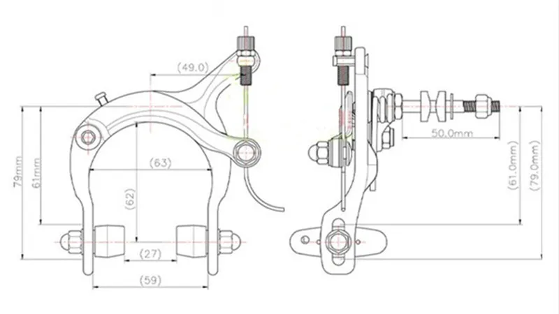 Bike Front Caliper Brake 61-79mm Aluminum Alloy Dual Pivot Caliper Brake For Brompton Retro City Bicycle Road Folding Bike