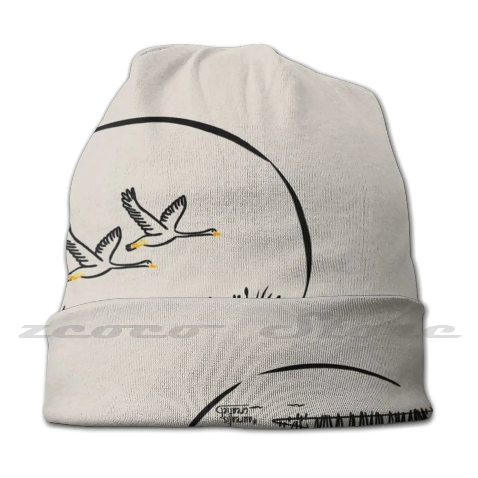 Canada : Lake And Geese Adult Kids Knit Hat Hedging Cap Outdoor Sports Breathable Lake View Lakes Lake Region Geese Goose Goose