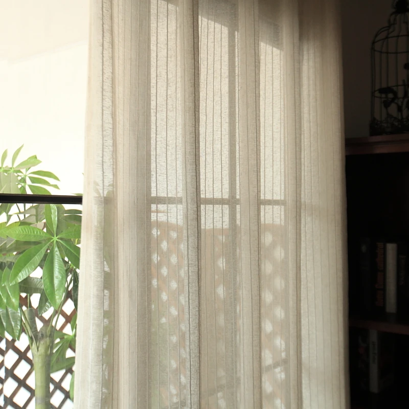 Linen stripe curtain yarn For Living Room Striped white bedroom curtain Window Drapes For Bedroom Kitchen curtains kids curtains