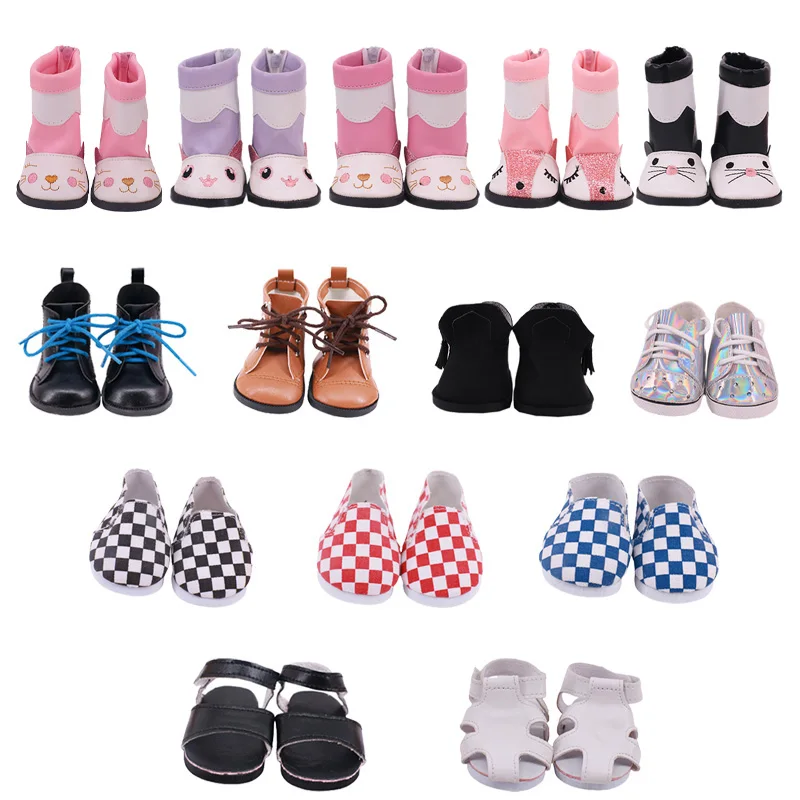 Cute Boots Leather Shoes 18Inch American 43CM Reborn Born Baby Doll Clothes Accessories Nenuco Ropa Our Generation Girl's Toys