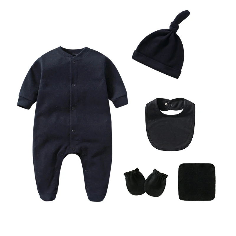 Solid Pajamas Sets 5PCS Newborn Cotton Romper Unisex Baby Girl Clothes Jumpsuit Spring Baby Boy Clothes Ropa Bebe Autumn