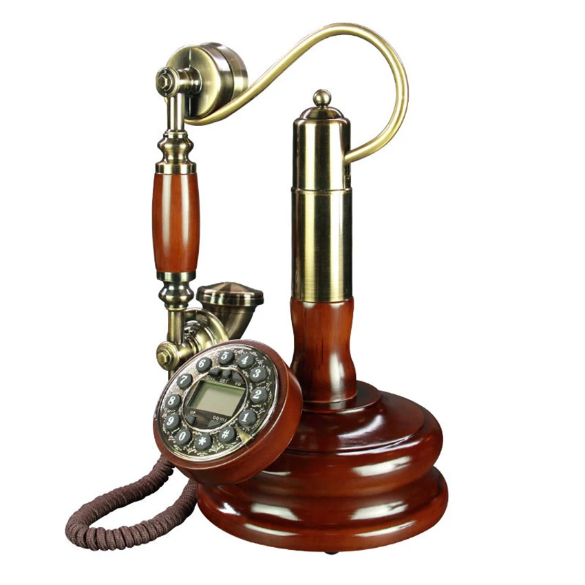 Antique Phone Candlestick Button Dial Telephone with Caller ID, FSK and DTMF, Retro Corded Phone Vintage Decorative Telephones