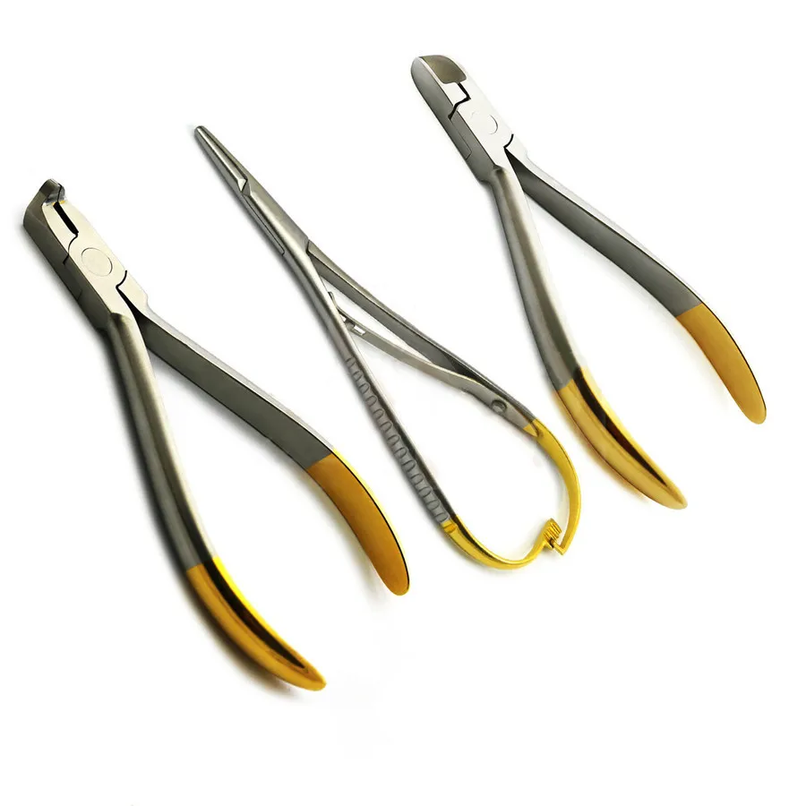 

3 Piece Stainless Steel Orthodontic Pliers Distal End Cutter TC, Hard Wire Cutter TC & Mathieu Needle Holder