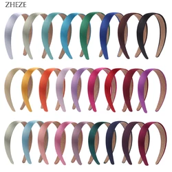 2Pcs/Lot New Solid Color Satin Hairband For Girl 3cm/2cm Width Women Headband Hot Ribbon DIY Hair Accessories