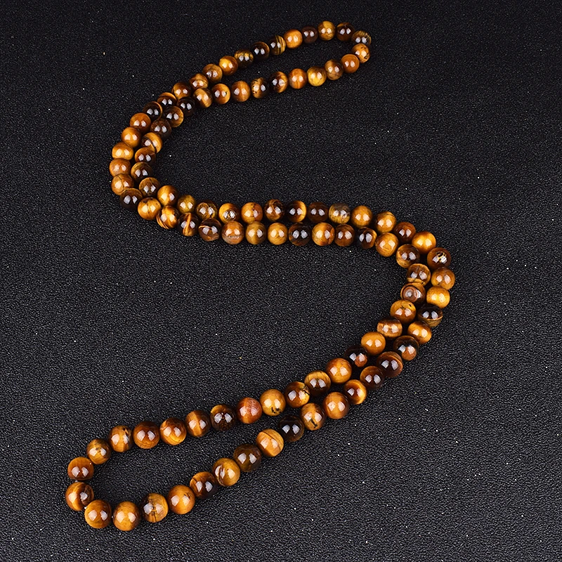 Fashion Tiger Eye Stone Beaded Necklaces Men Meditation Yoga Natural Stone Necklaces for Women New Design Handmade Jewelry Gift