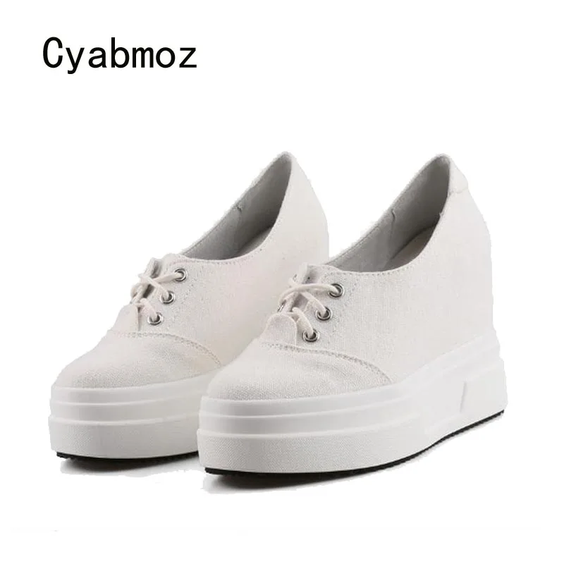 Cyabmoz Canvas height increasing Shoes Woman High heels Women Pumps Platform Party Casual Shoes Tenis feminino Zapatos mujer