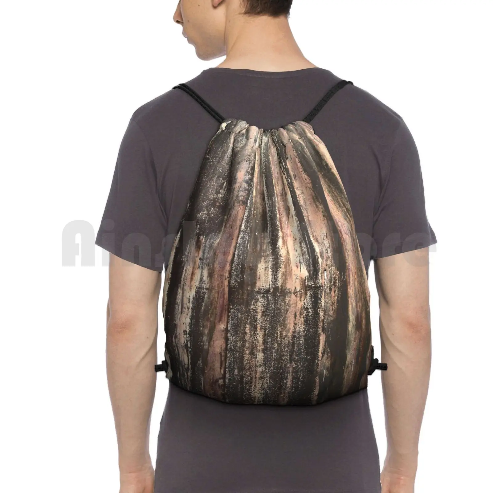 Rusted Corrugated Metal Texture Backpack Drawstring Bags Gym Bag Waterproof Corrugated Metal Rust Rusty Rusted Industrial