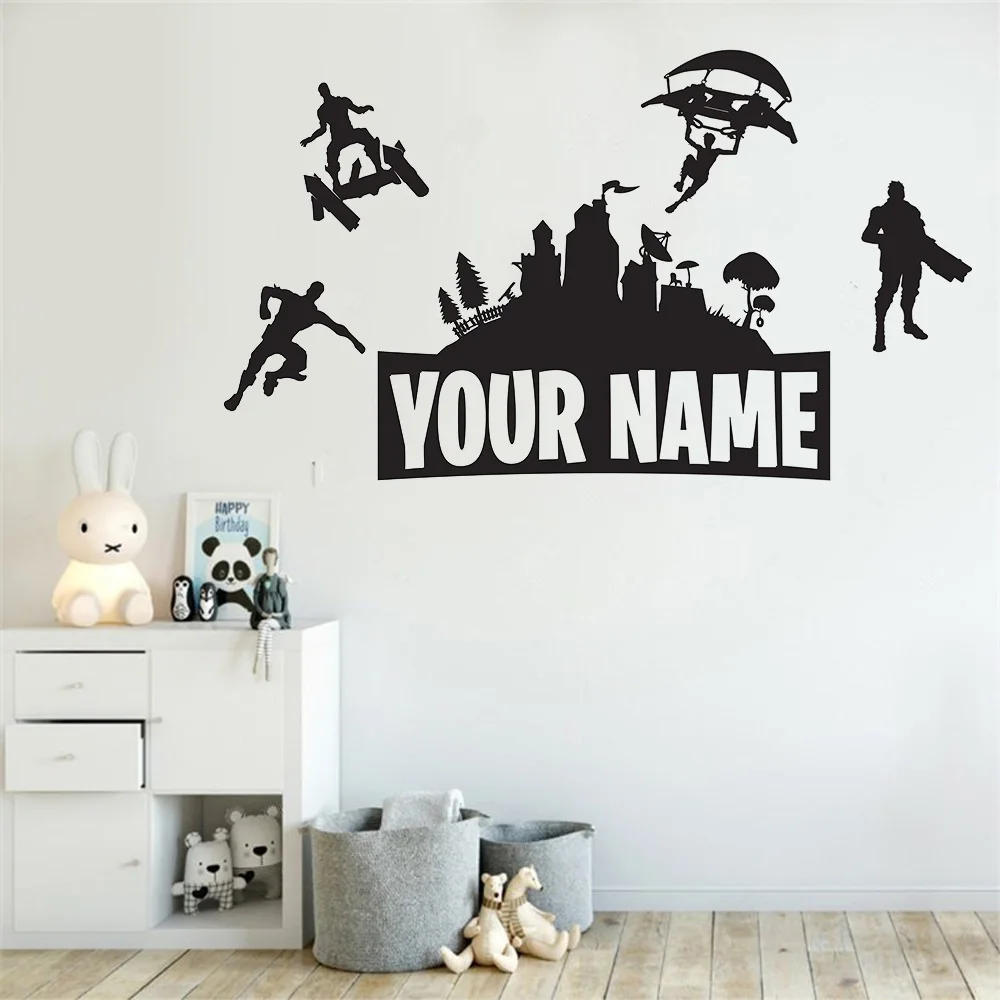 Customised Name Wall Sticker Vinyl Boys Gaming Room Kids Room Wall Decor Wall Decals for Gamer Room Decoration Accessories