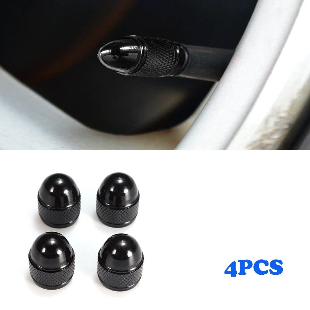 

4pcs Aluminum Nipple Caps Bullet Car Truck Air Port Cover Tire Rim Valve Wheel Stem Cap Black Exterior Car Accessories