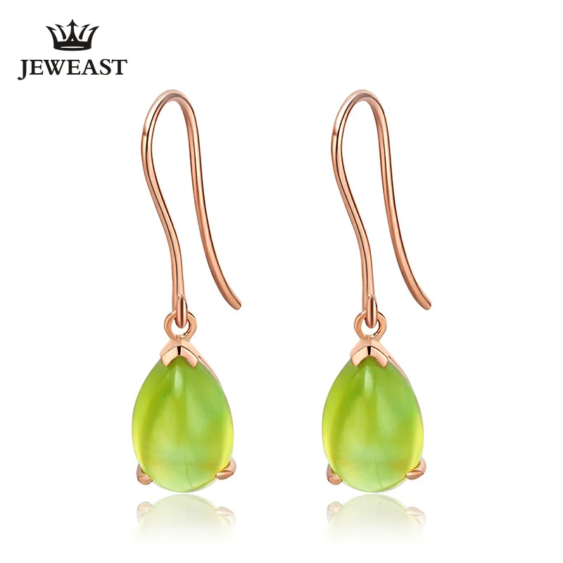 

LSZB Natural grape stone 18K Pure Gold Earring Real AU 750 Solid Gold Earrings Diamond Trendy Fine Jewelry Hot Sell New 2023