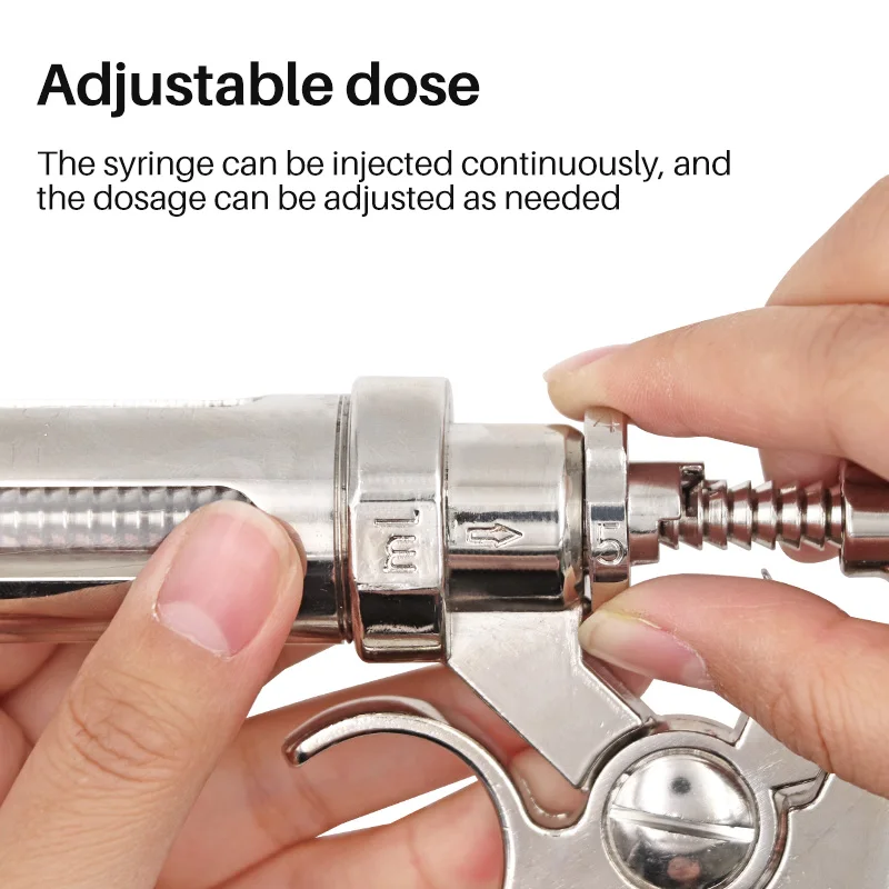 Automatic Veterinary Syringe Livestock Continuos Vaccination Injection Gun Stainless Steel Farm Animal Tool Pet Products