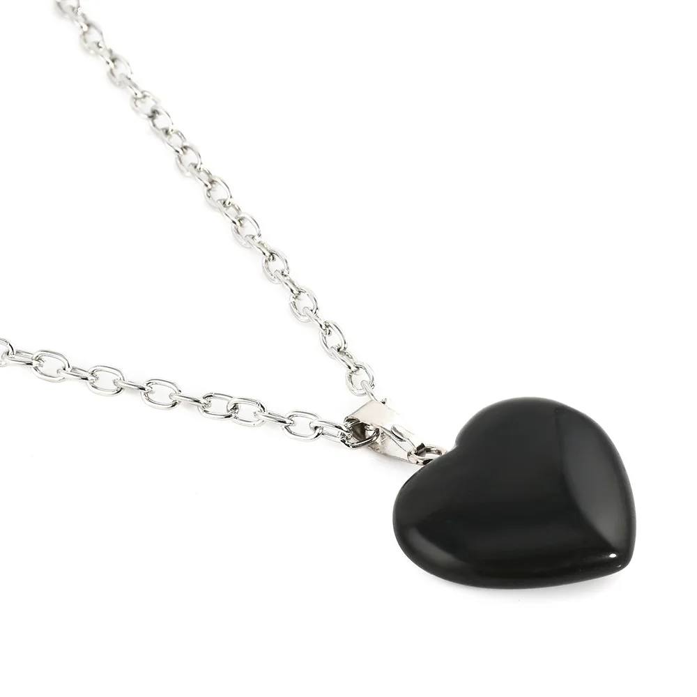 Cute Heart Natural Quartz Stone Choker Necklace Women Lucky Healing Chakra Opal Stone Pendant Necklace Female Jewelry Party Gift