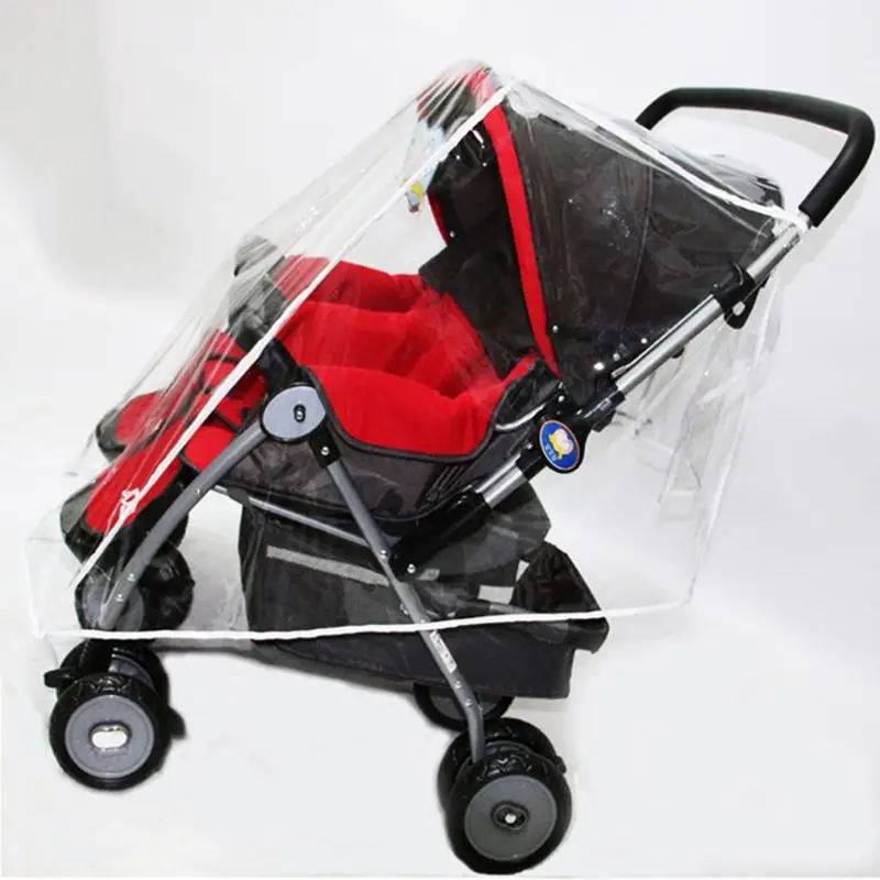 Baby Pushchairs Rain Cover for Twins Clear Stroller Wind Dust Shield