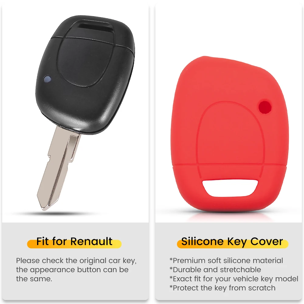 KEYYOU 1 Buttons Rubber Silicone Key Case Cover For Renault Clio Kangoo Master Twingo Vauxhall Movano Keyless Car Fob Protector