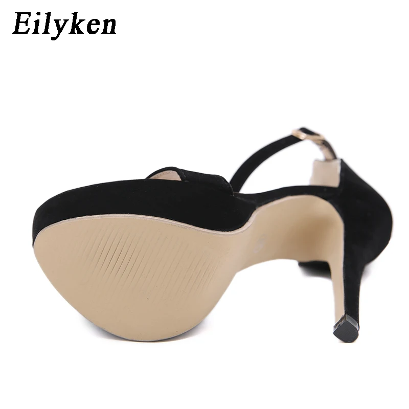 Eilyken Platform High Heels Sandals Women Summer Stiletto Open Toe Party Ladies Shoes Sexy Ankle Strap Black Sandals Size 42