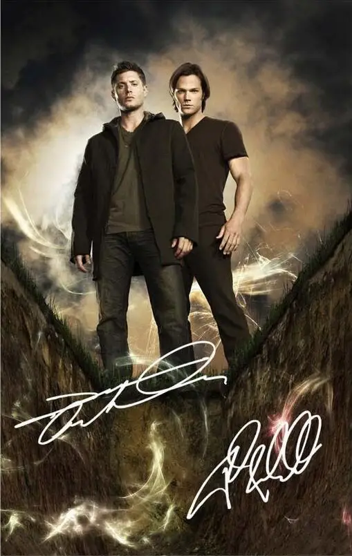 

JENSEN ACKLES & JARED PADALECKI SUPERNATURAL Signature TV SERIES Print Art Canvas Poster For Living Room Decor Home Wall Picture