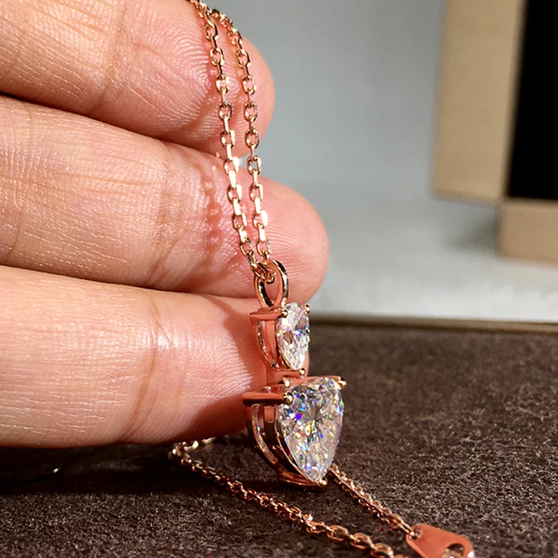 CAOSHI Noble Temperament Pendant Necklace with Yellow Heart Shape Crystal Stone Romantic Gift for Women Engagement Party Jewelry