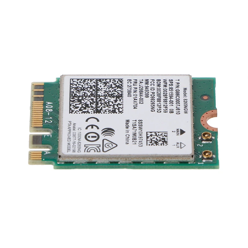 Carte réseau wi-fi double bande, 2.4/5ghz, 8265 mb/s, bluetooth, wlan, pour intel 8265ngw ac 867 ngff 802.11ac 2x2 MU-MIMO, bt 4.2