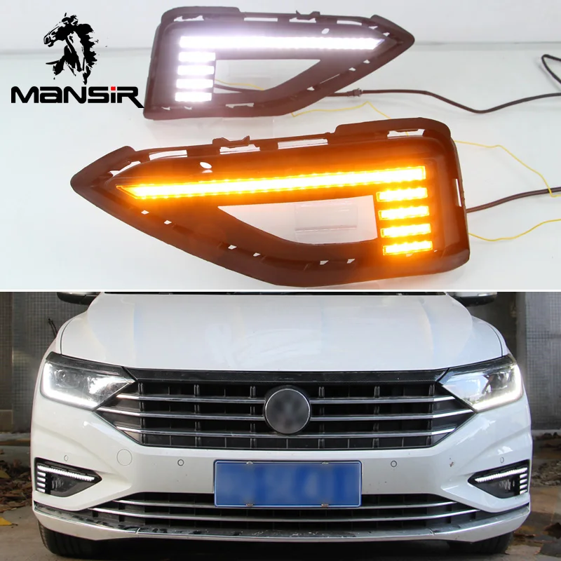 

LED Daylights For Volkswagen VW Jetta 2019 Turning Yellow Signal Car Headlight Daytime Running Light DRL Auto Fog Lamp