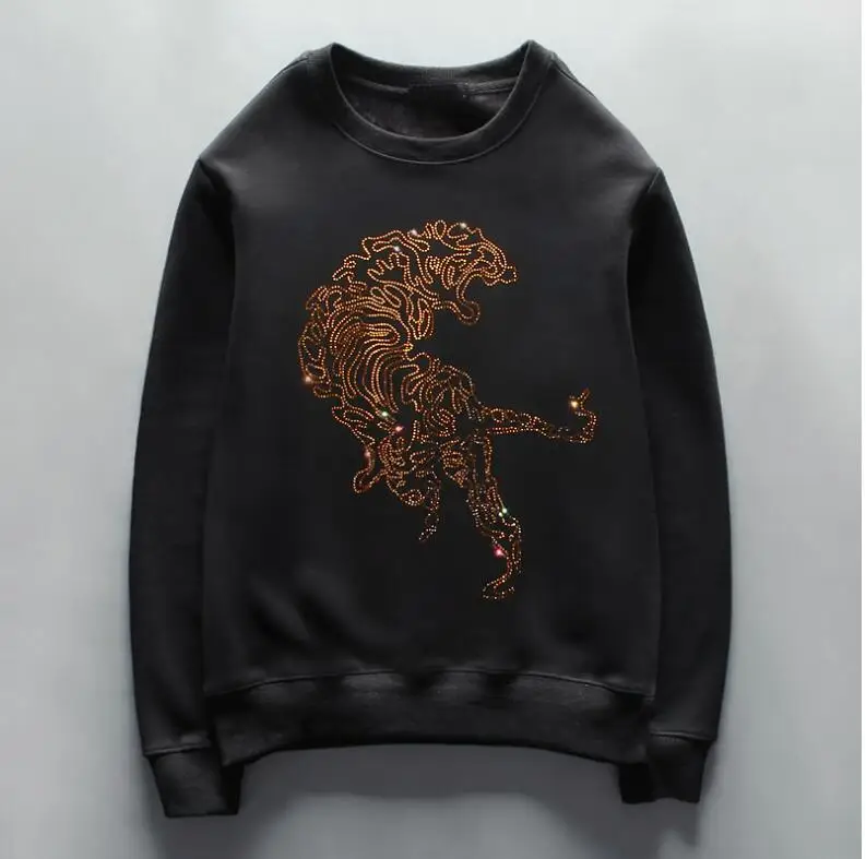 

Men Casual Sweatshirt Men's Winter Clothing Rhinestone design 2021 Man Fashion Hoodies O-neck Pullover Tops Clothing