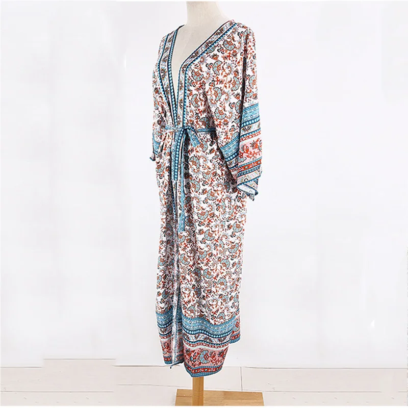 FORERUN Donne Beach Cover Up Boho Lungo Wrap Vestito Da Estate Popolare Tunica Cover-ups Froal Beachwear Saida De Praia vestido Playa