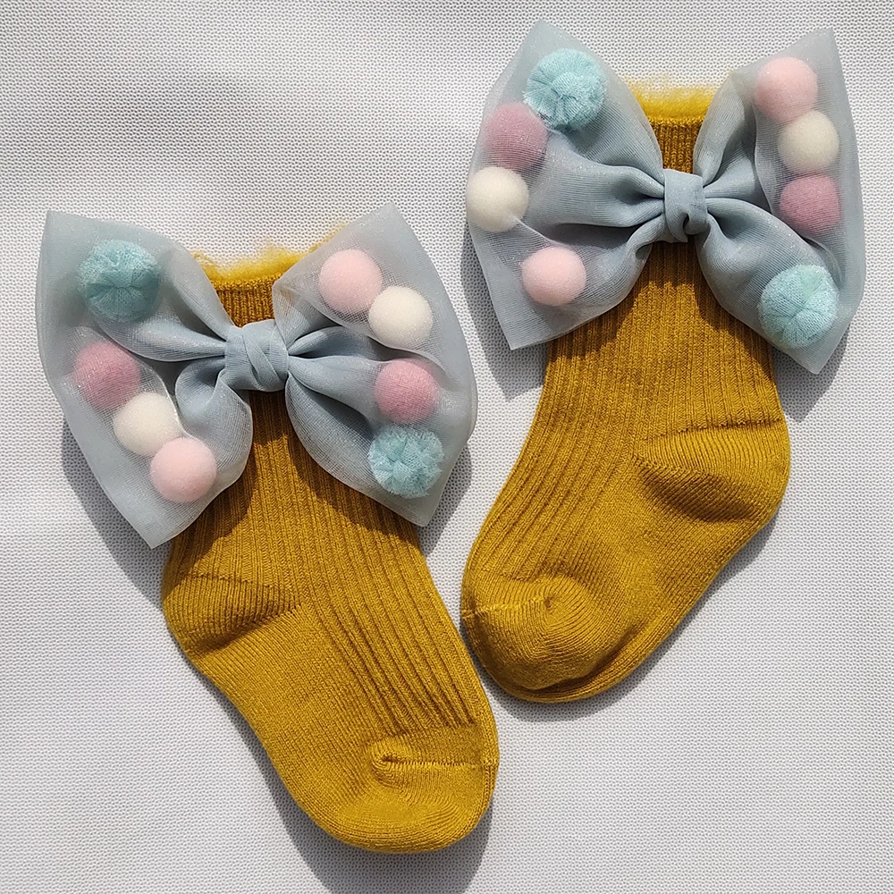 Winter Baby Girls Socks With Big Bows Toddlers Infants Ankle Socks For Kids Girls Princess Sock Plus Velvet Cute Children Socks