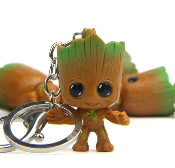 4 قطعة/المجموعة حراس المجرة غروت شجرة الطفل رجل المفاتيح نموذج الشكل اللعب حوالي 3 سنتيمتر حلقة تسلق قلادة #3