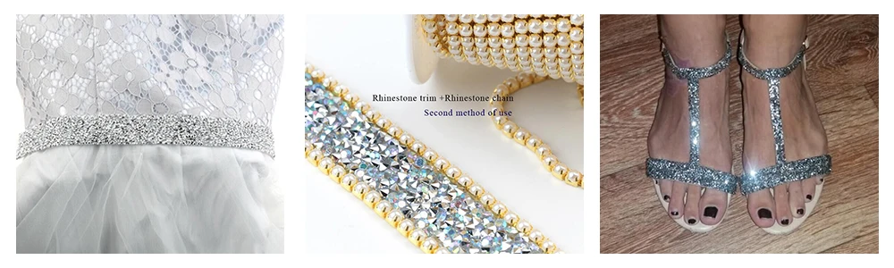1 Yard Nähzubehör Kristallmotiv Strass Hotfix Strassband Applikatorband mit Strasssteinen zum Aufbügeln für Kleider – Detail 2