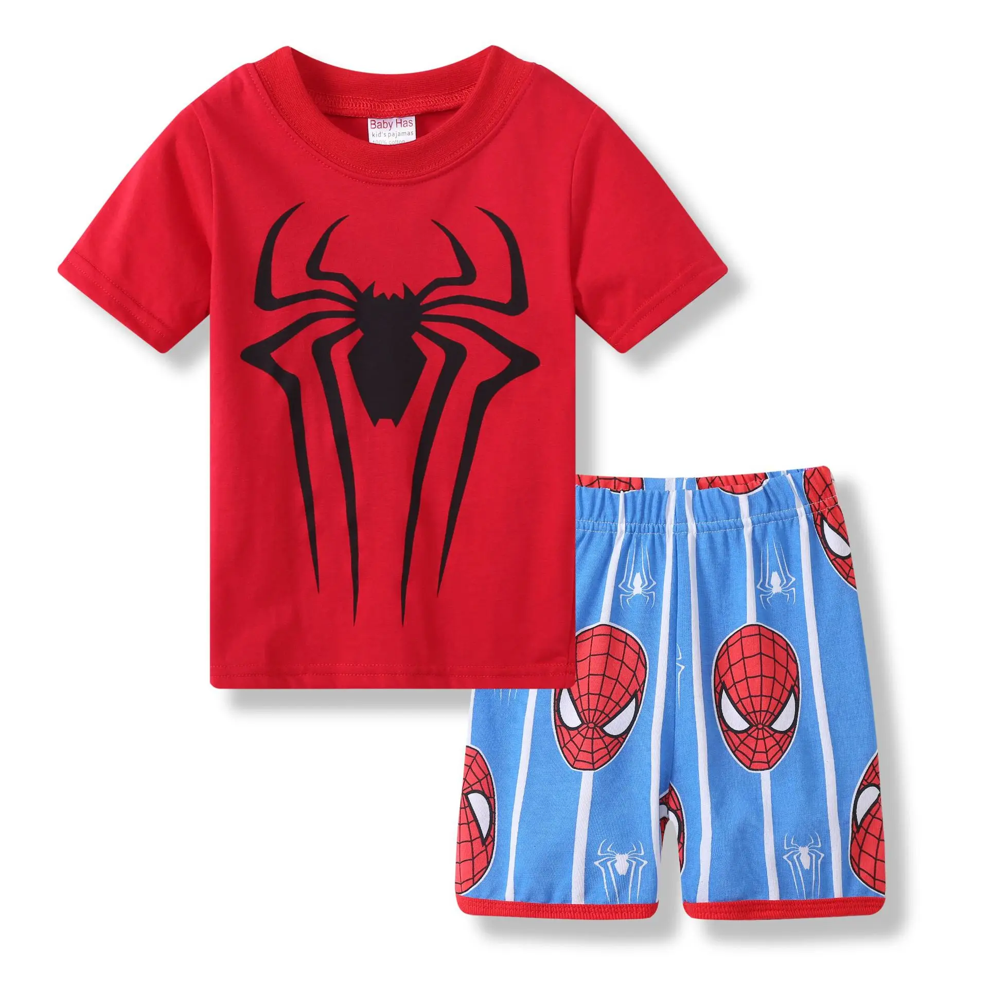 Summer New Boys Girls The Avengers Pajamas Set SpiderMan Short Sleeve Suit Cotton Cartoon Sleepwear Childrens Sets