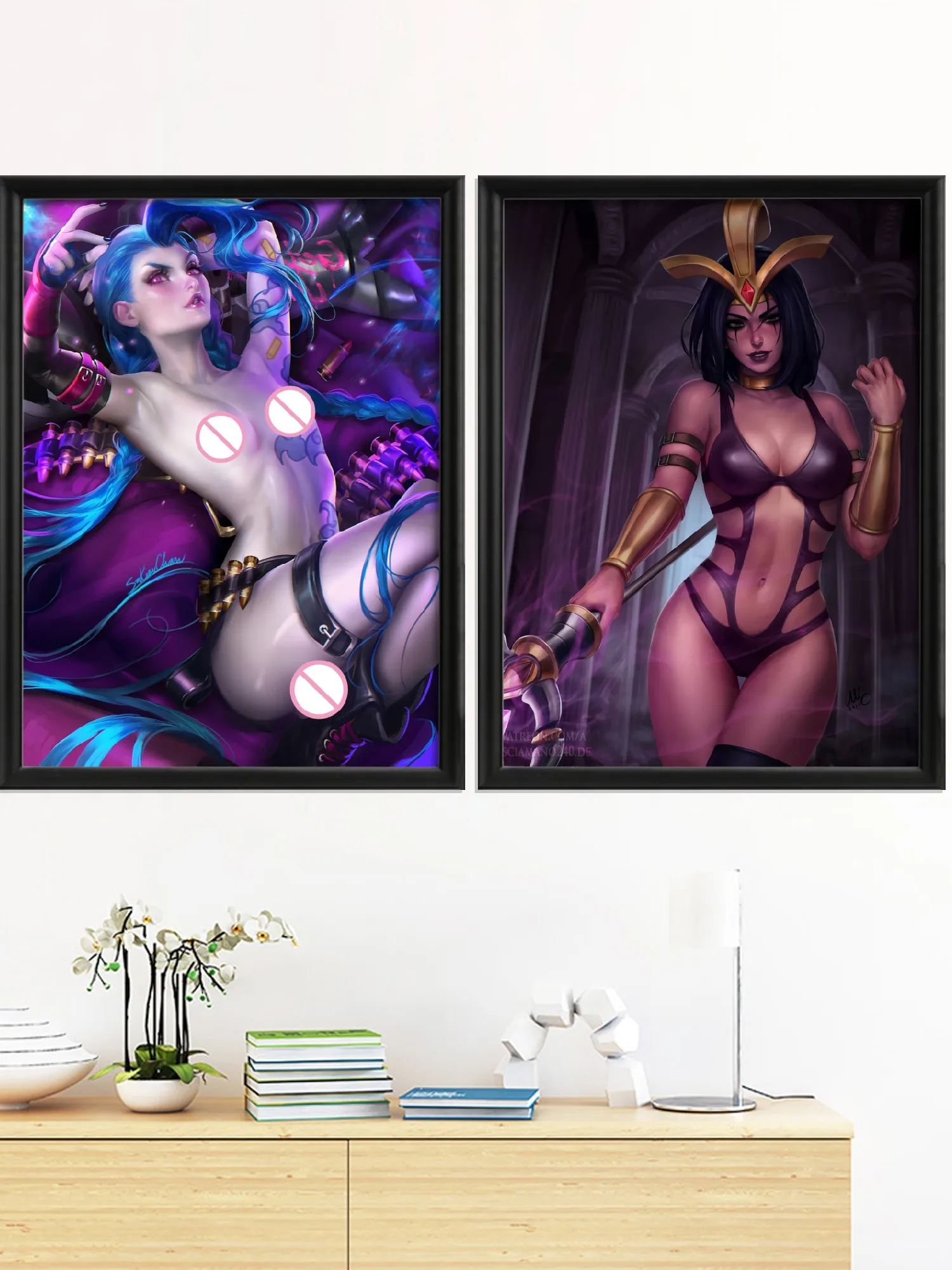 LeBlanc Jinx LOL Anime JANNA Sexy Nude Girl Game KDA League of Legends Art-Poster Home Silk Decor Custom Wall Decoration