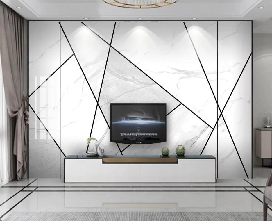

Custom 3D Wallpaper For Living Room Bedroom White stone geometry wallpaper 3d waterproof Background wall mural
