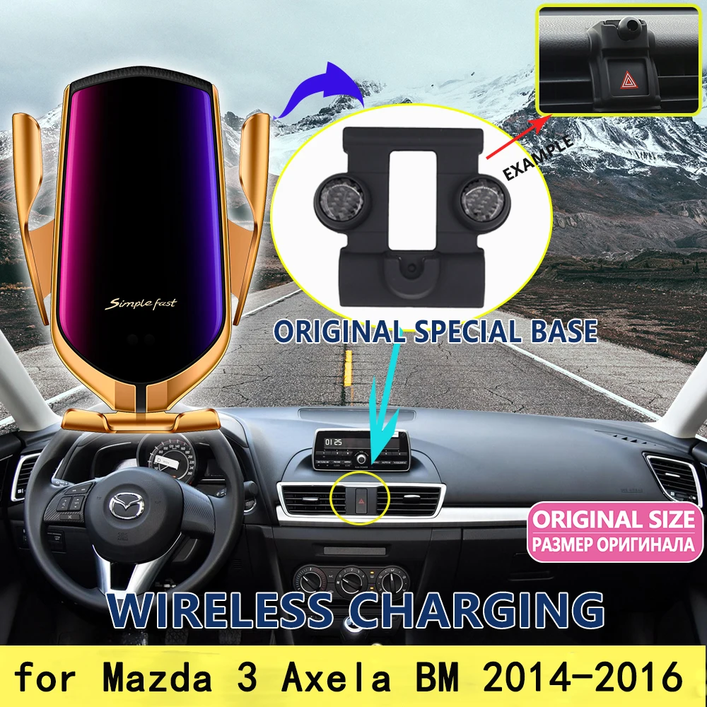 Mobile Phone Holder for Mazda 3 Axela BM 2014 2015 2016 Wireless Charging Telephone Bracket Support Accessories for iPhone 6 7 8