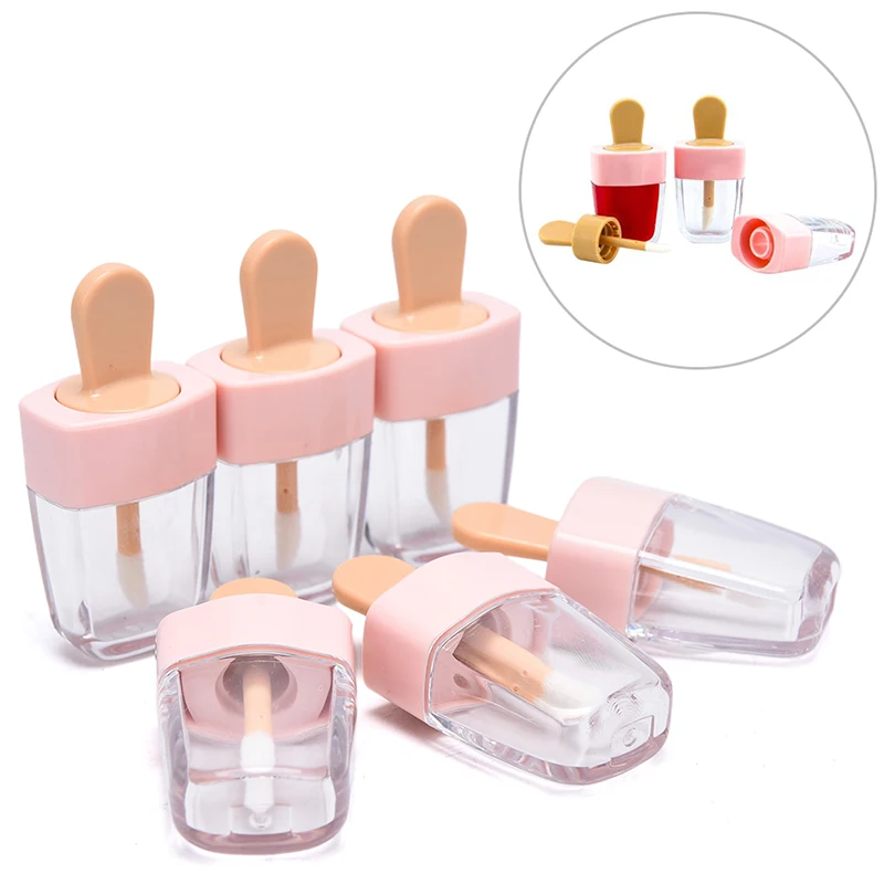 6Pcs/lot Ice Cream Lip Gloss Bottle Lip Glaze Tube Empty Lipgloss Tube Packaging Material Makeup DIY Lip Glaze New