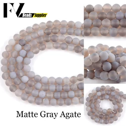 Natural Stone Beads Matte Gray Agates Round Loose Spacer Beads For Jewelry Making Diy Bracelet Necklace Charm 4/6/8/10/12mm 15”