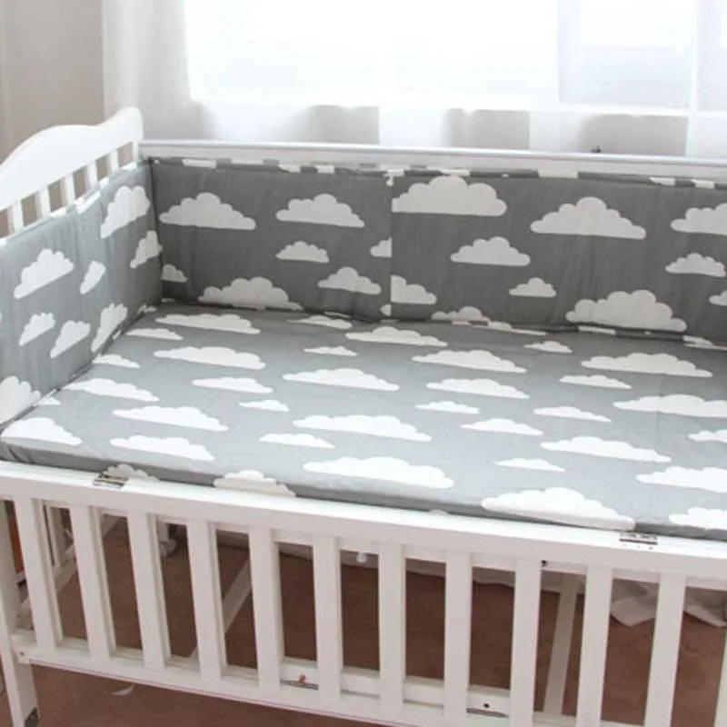 Newborn Cradle Protector Bumpers Baby Bed Crib Bumper Cotton Washable Stars Design Soft Breathable Bedding Set Bed Circumference