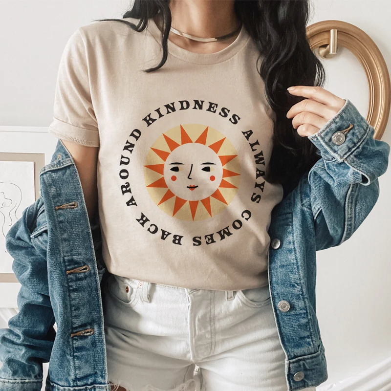 

Women T Shirt Kindness Come Back Quotes Harajuku Tumblr Cute Oversized T-Shirt Female Grunge Aesthetic Graphic Tee Tops