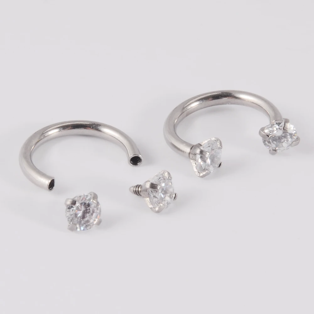 2PCS Surgical Steel Internal Piercing Septo Nose Lip Eyebrow Ear Septum Cartilage Helix Captive Hoop Ring Earring Belly Piercing