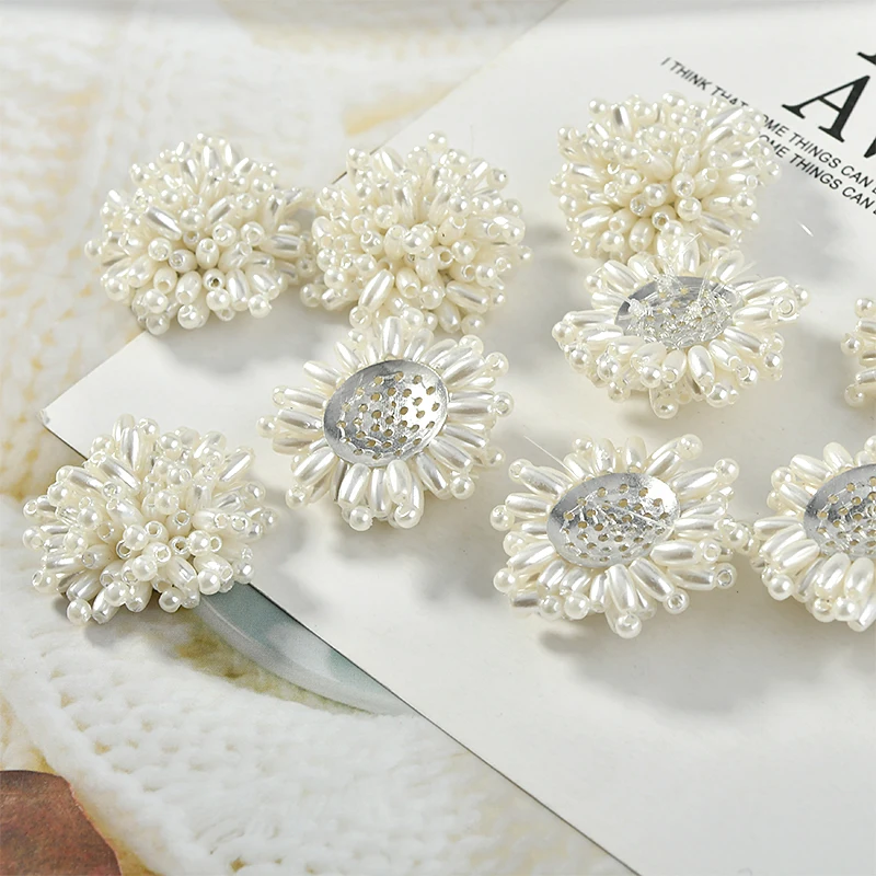 Min order 20pcs/lot beads decoration 31mm geometry round shape handmade Beaded flower diy jewelry earring/hair/garment accessory