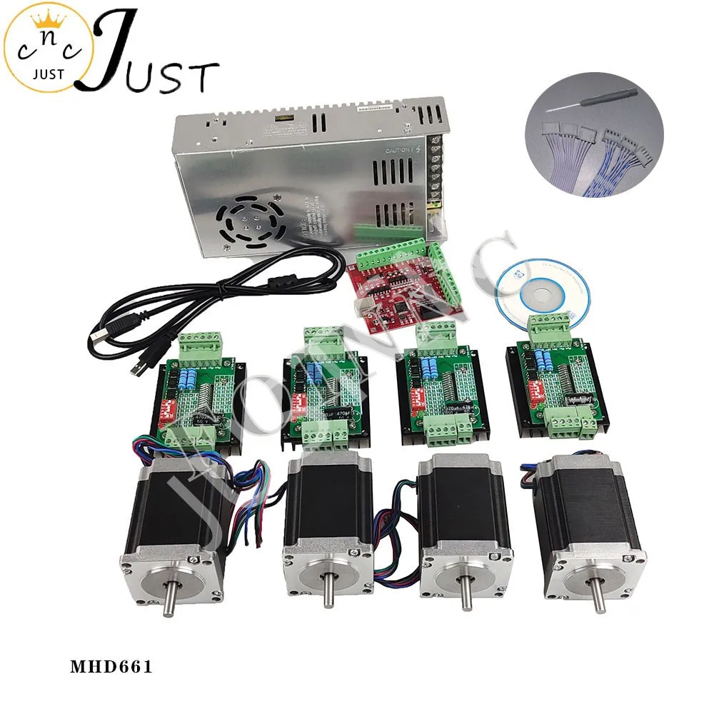 Promotion, CNC controller kit 4 axis, 4 TB6600 stepper motor driver Nema23 motor + power supply signal line