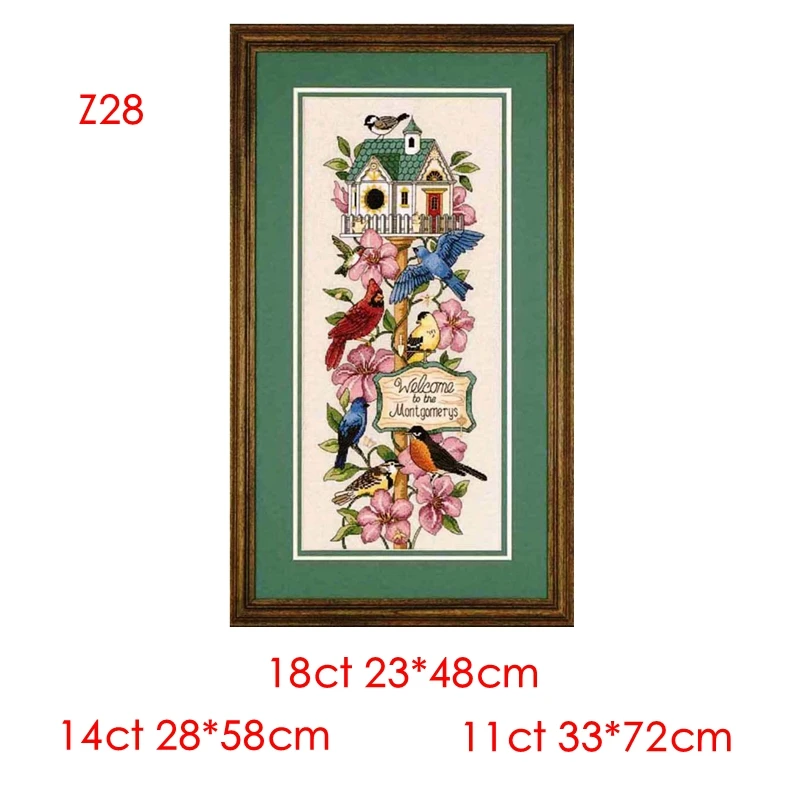 Linen Color Cloth Magazine Style Home Decoration Picture Bird's Home Cross Stitch Printed Cloth Kit Hand Embroidery Material