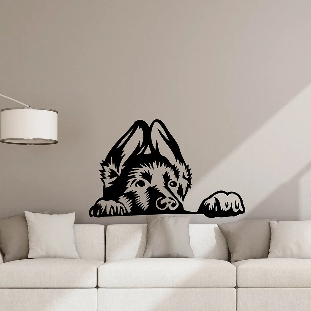 Dog Wall Decal German Shepherd Funny Puppy Door Window Vinyl Stickers Kids Bedroom Nursery Pets Shop Interior Decor Mural Q635