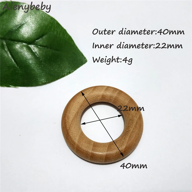 

Nature Beech Wooden Ring Teether 40mm Wood Ring Baby Infants Teething Care Product DIY Wooden Teethers Necklace