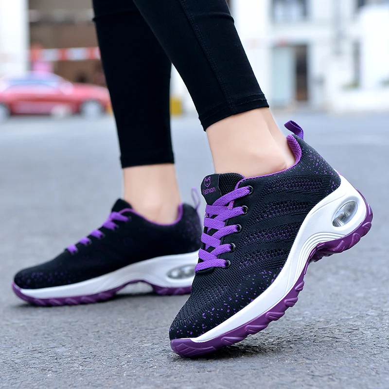 2020 Autumn Women Flats Sport Sneakers Height Increasing Woman Wedge Shoes Chaussures Femme Creepers Mocassins  Running