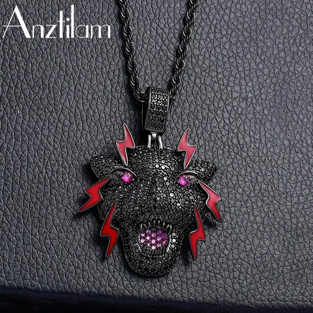 AZ Black Leopard Pendant For Men Women GIfts Bing AAA Cubic Zircon Stone Panther Necklace Iced out Hip Hop Jewelry For Rapper