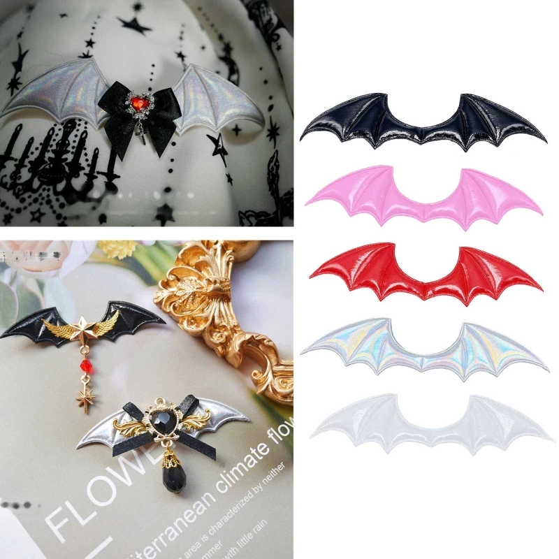 Leather Fabric Demon Bat Wings Padded Appliques For DIY Halloween Costume Vampire Hair Clip Decoration Patch 10Pcs/lot 